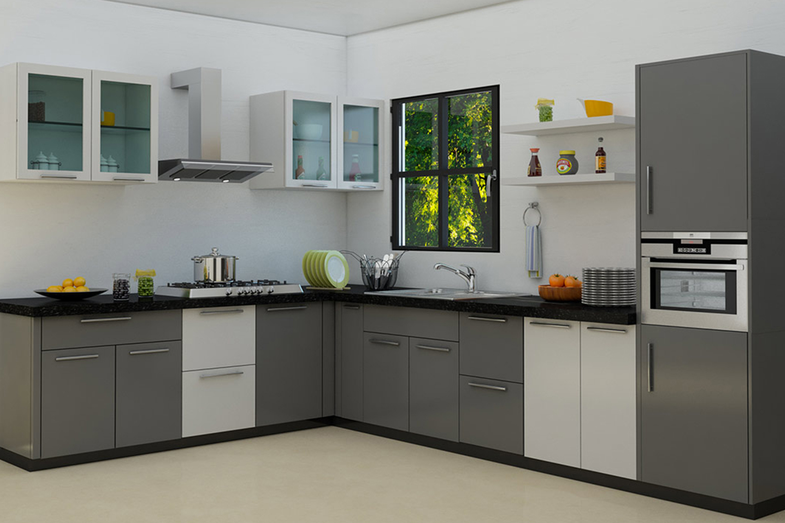 L-Shaped Types of Modular Kitchen